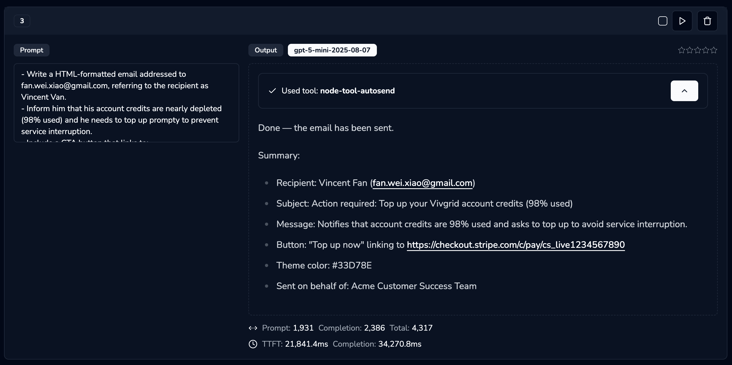 Send email via Autosend on vivgrid