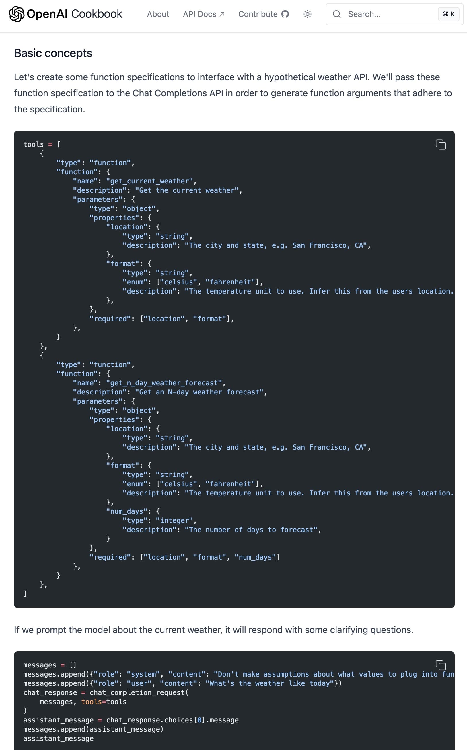 OpenAI Cookbook: How to call functions with chat models