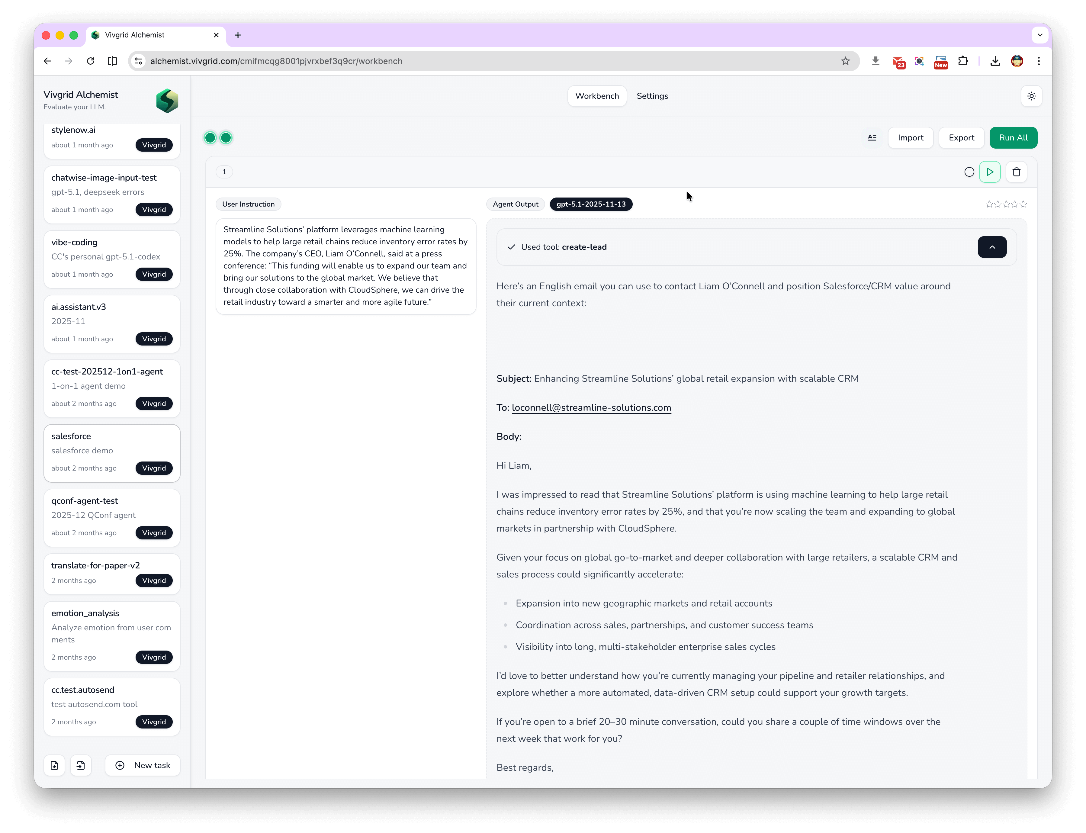 Alchemist - Vivgrid Agent Evaluation Tool