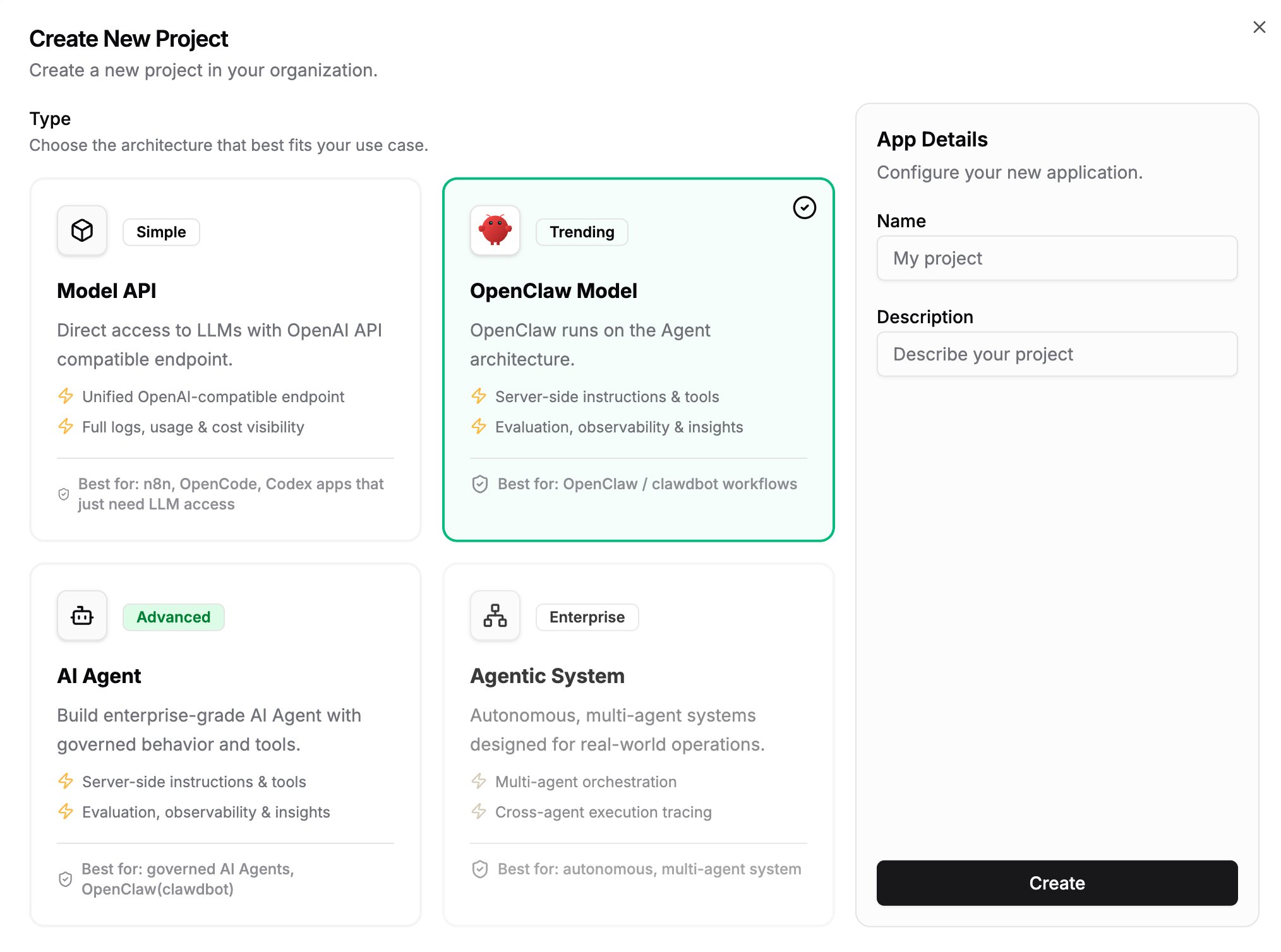 Create New Project on Vivgrid